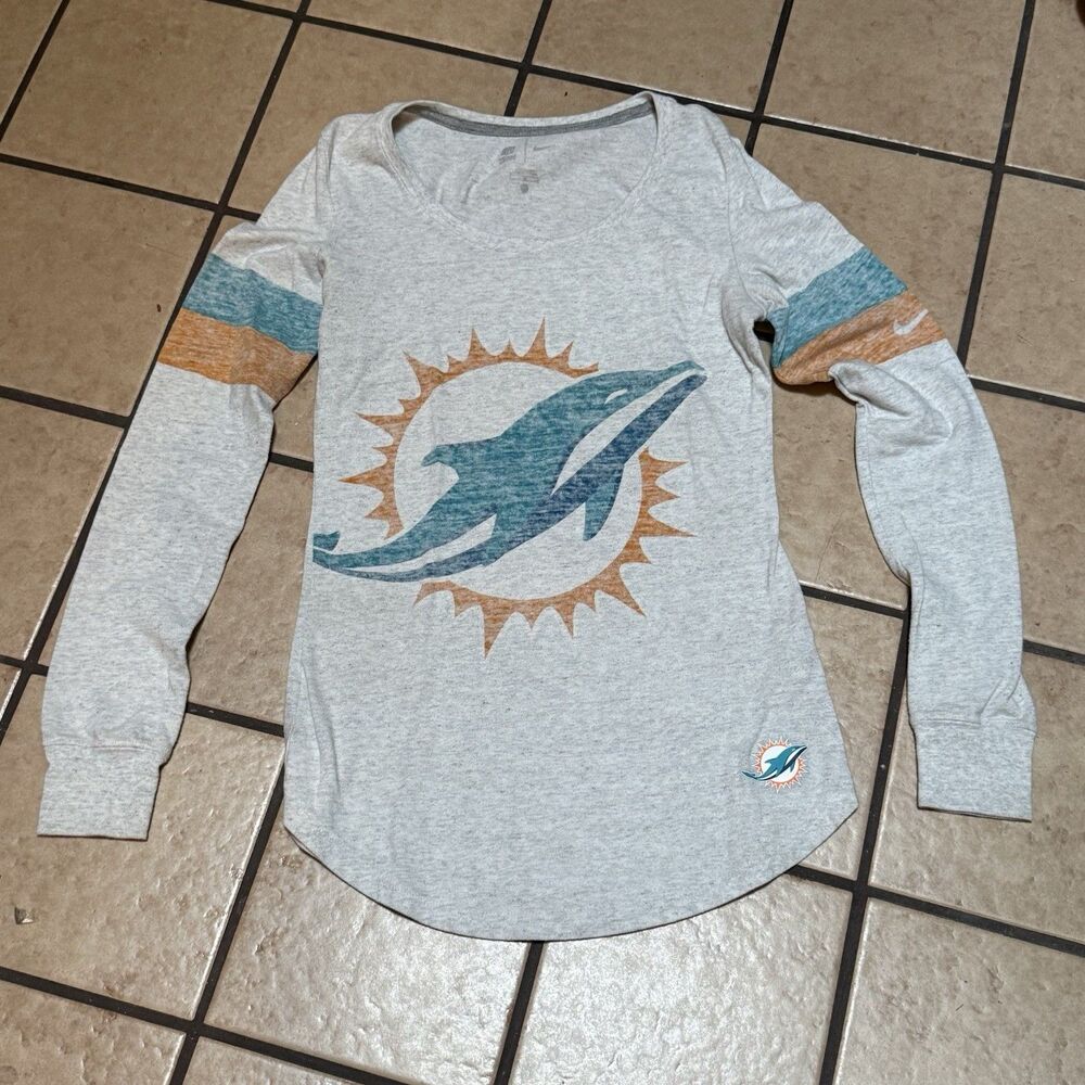 NIKE Team NFL Miami Dolphins Women’s Long Sleeve Shirt Gray Size M